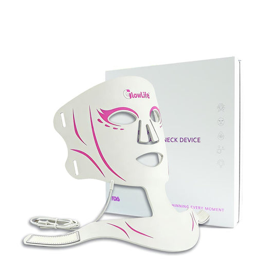 LED Light Therapy Mask & Neck | 5-Color Light Therapy For Face & Neck Care - GlowLife