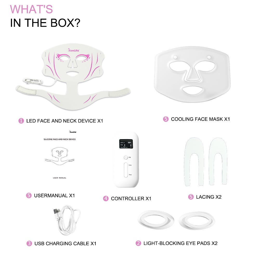 LED Light Therapy Mask & Neck | 5-Color Light Therapy For Face & Neck Care - GlowLife