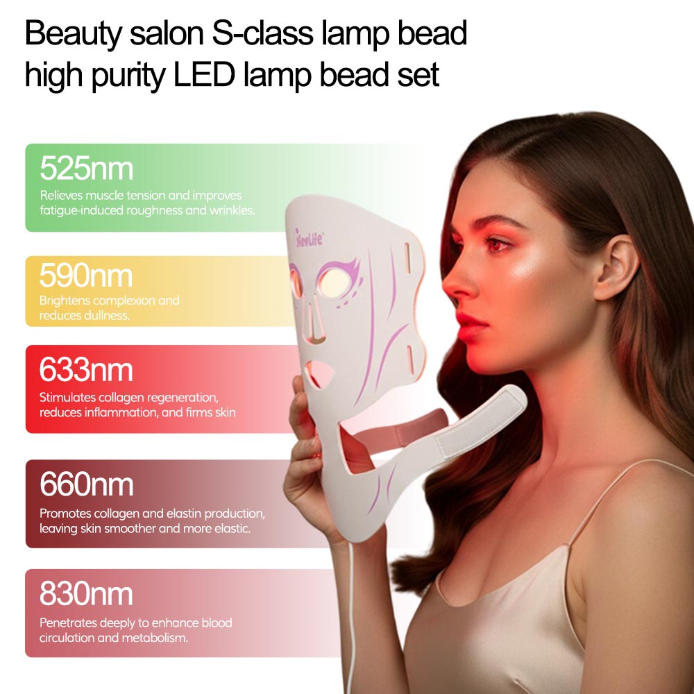 LED Light Therapy Mask & Neck | 5-Color Light Therapy For Face & Neck Care - GlowLife