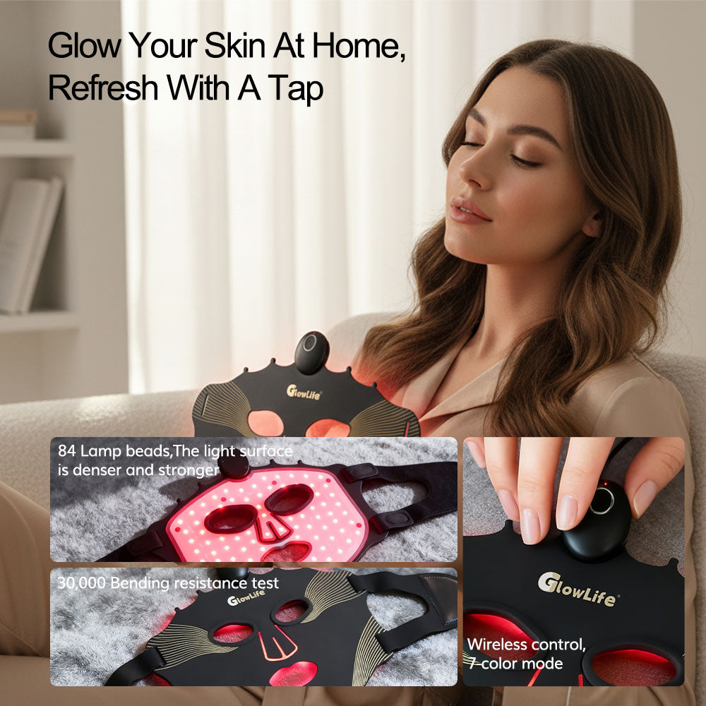 Wireless LED Light Therapy Mask | 7-Color Light Therapy For Wrinkles, Acne & Dullness - GlowLife