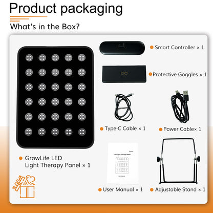 LED Light Therapy Panel - 5 Color Light Therapy for Wrinkles, Acne & Glow - GrowLife